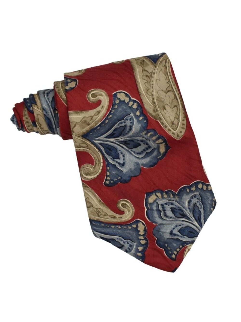 Vintage Liberty of London Mens Necktie Silk Paisley Red Grey Made in USA 57 in